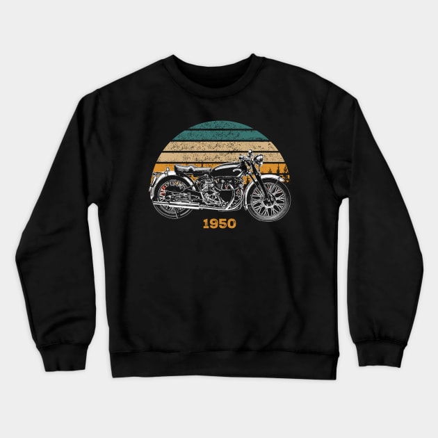 1950 Vincent Black Shadow Vintage Motorcycle Design Crewneck Sweatshirt by Madisen Harvey